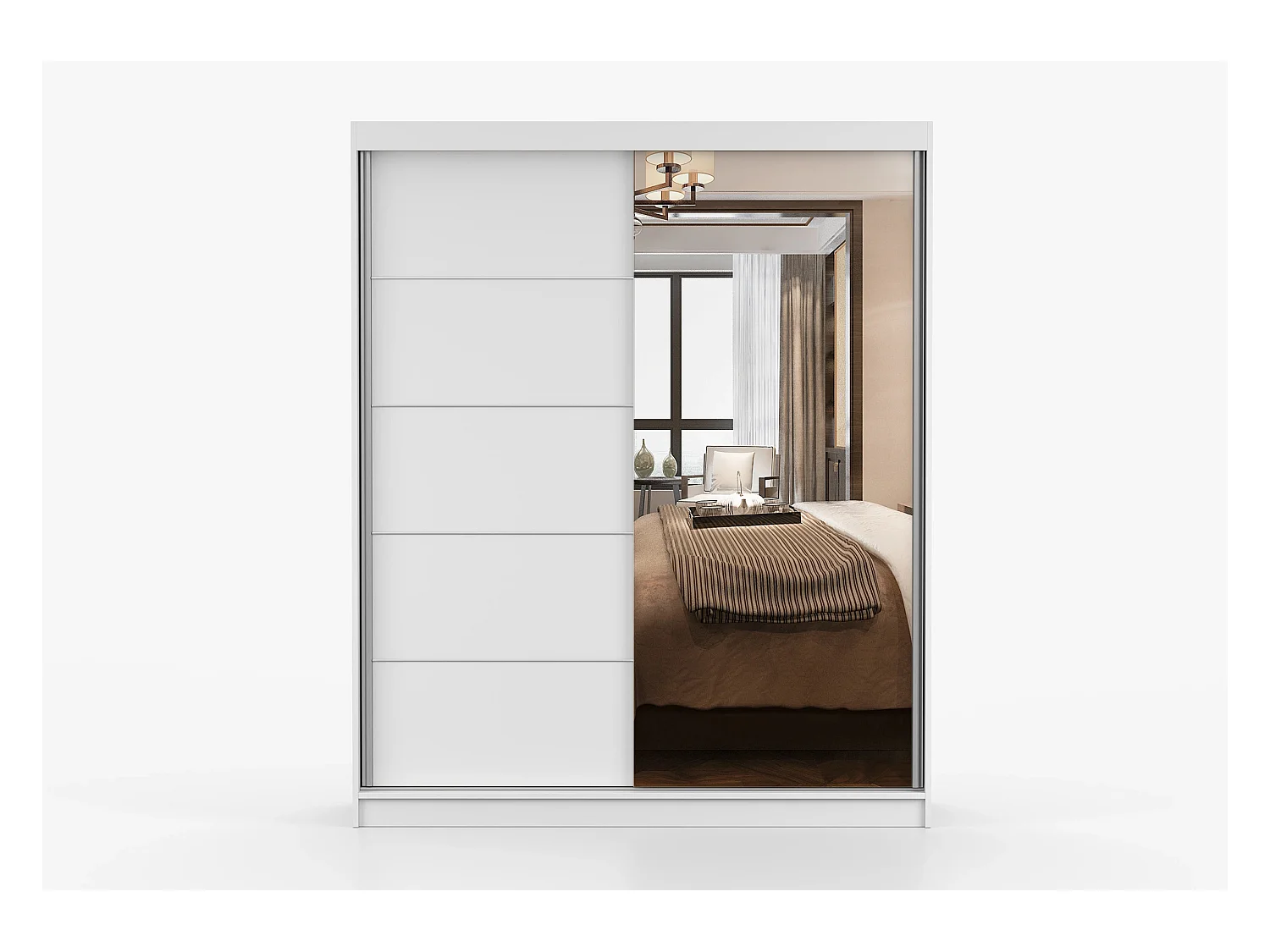 Armoire Ondine 160 cm avec miroir - Blanc