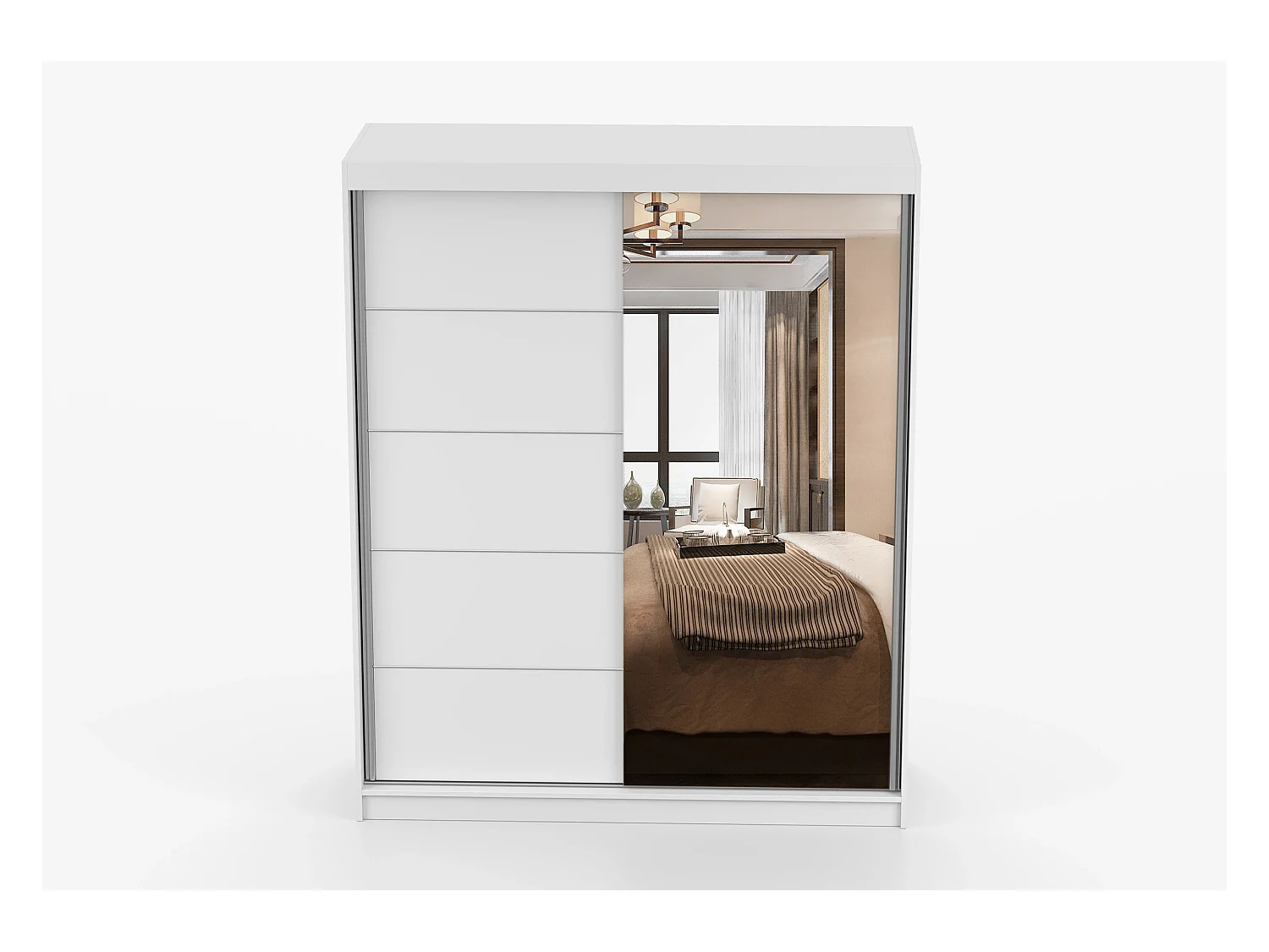 Armoire Ondine 160 cm avec miroir - Blanc