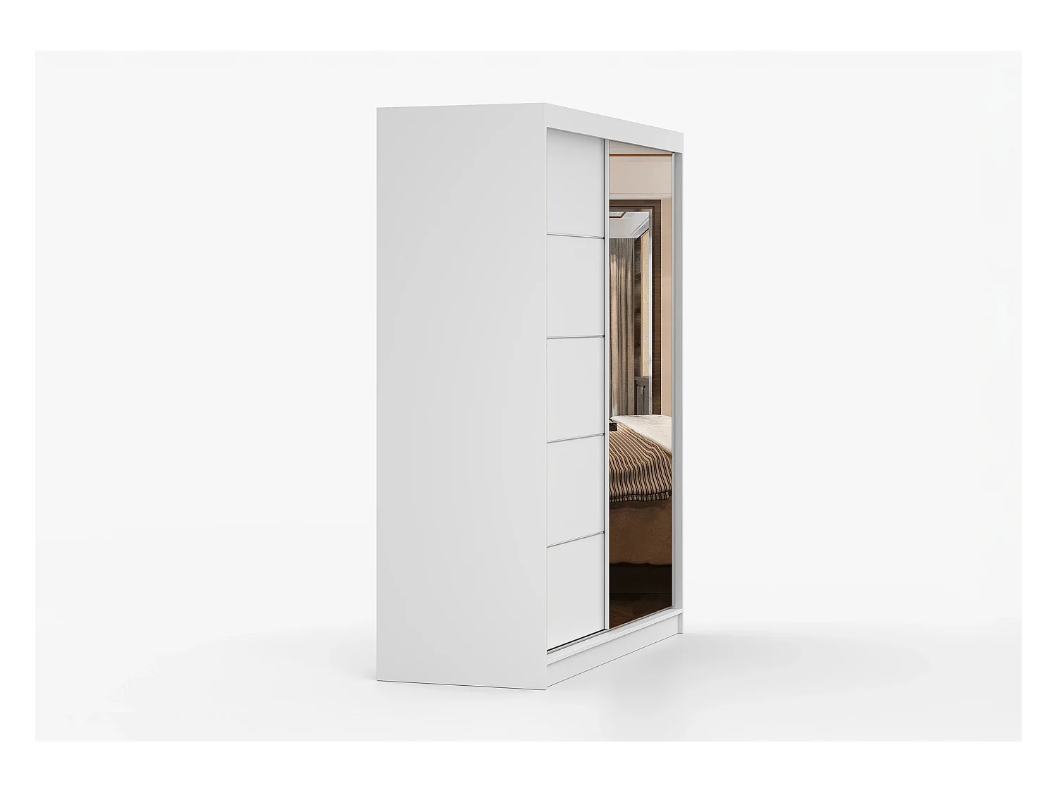 Armoire Ondine 160 cm avec miroir - Blanc