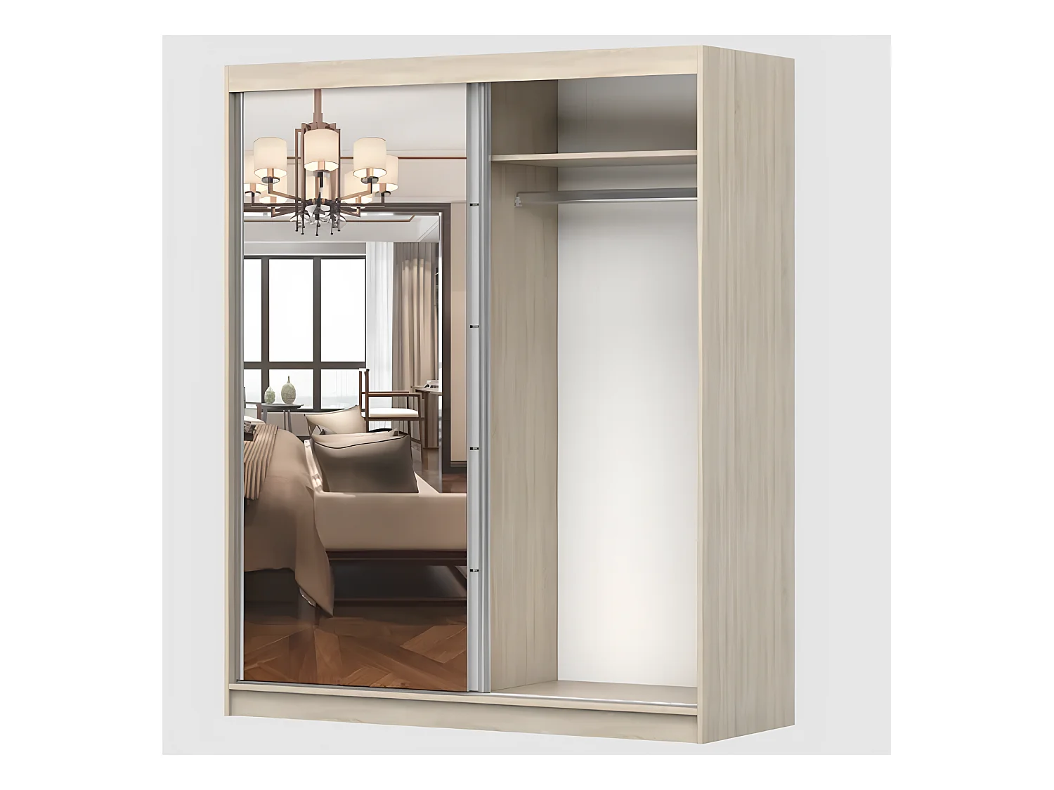 Armoire Ondine 160 cm avec miroir - Blanc