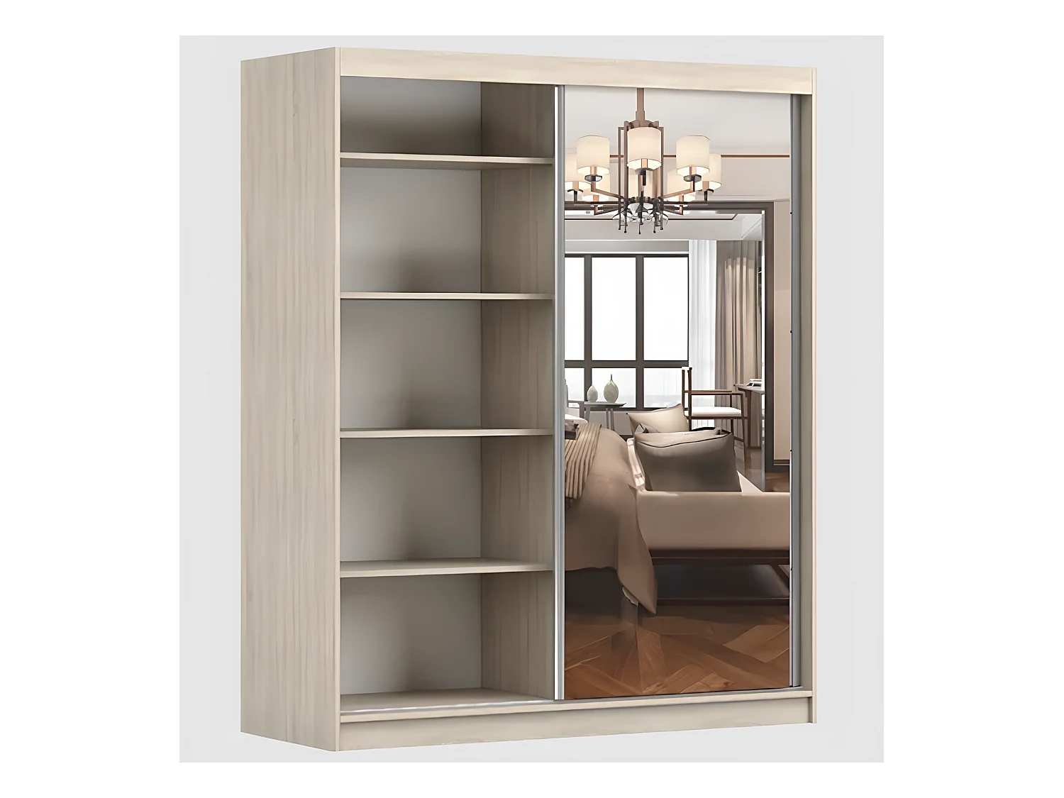 Armoire Ondine 160 cm avec miroir - Blanc