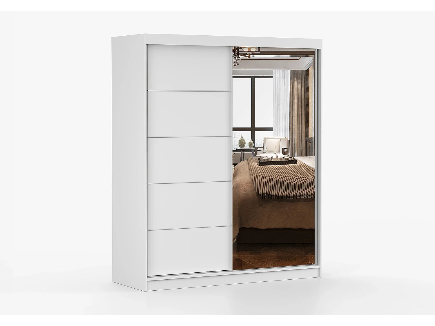 Armoire Ondine 160 cm avec miroir - Blanc