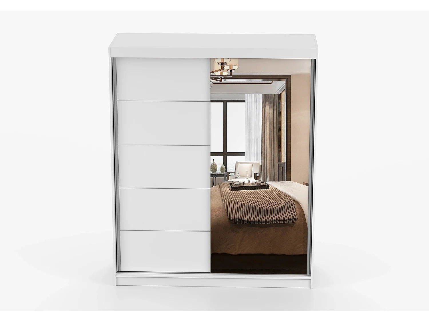 Armoire Ondine 160 cm avec miroir - Blanc