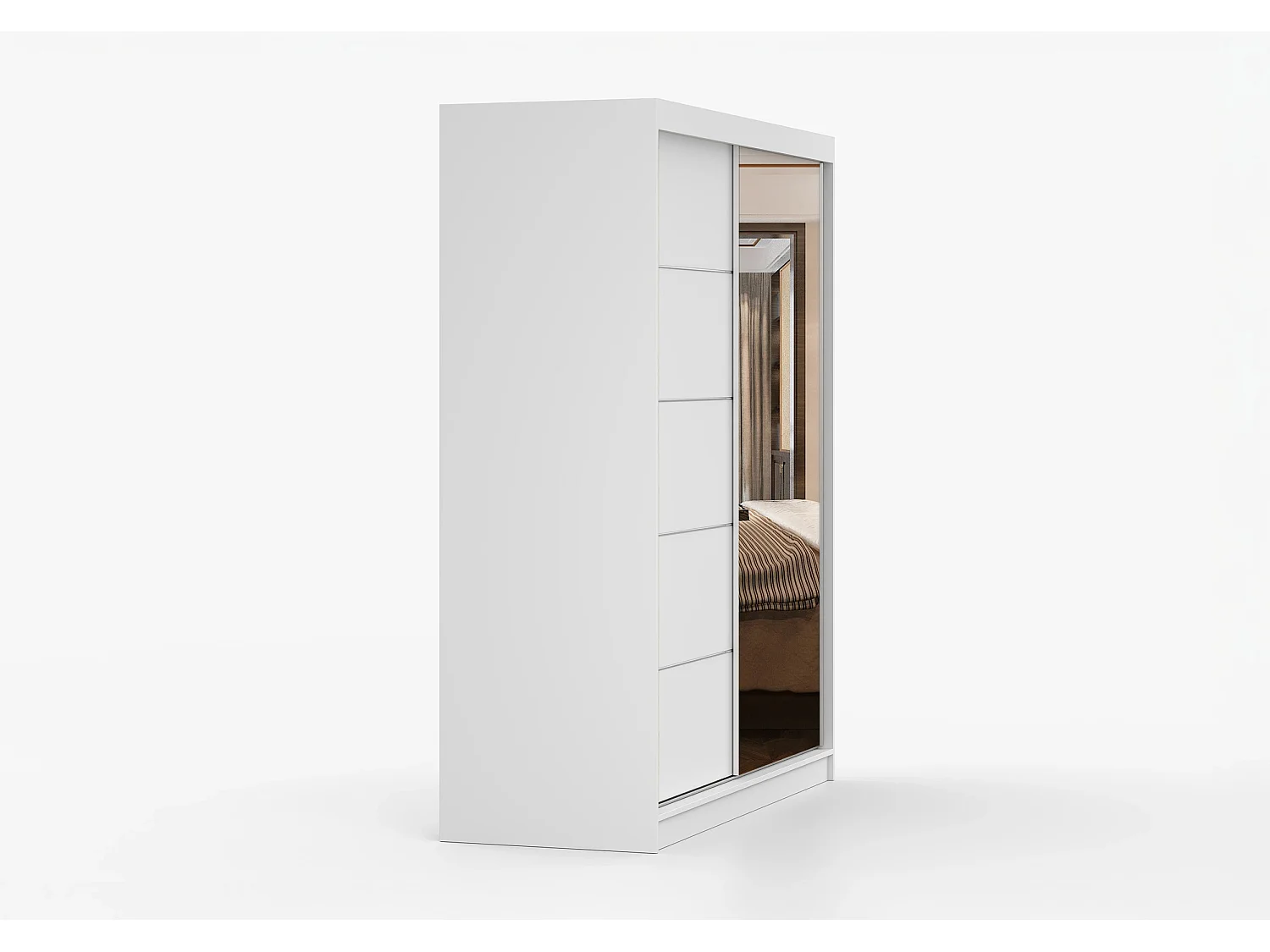 Armoire Ondine 160 cm avec miroir - Blanc