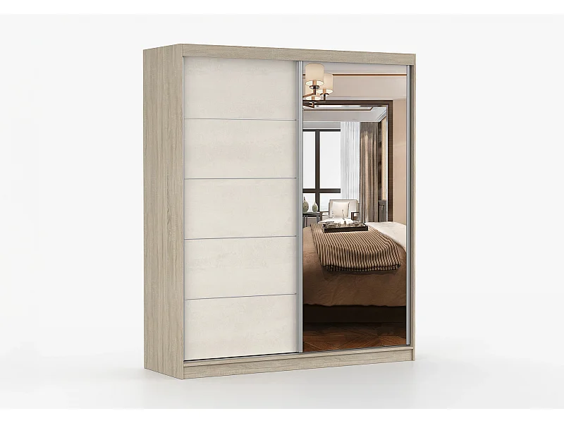Armoire Ysalis 183 cm avec miroir - Chêne - Soie