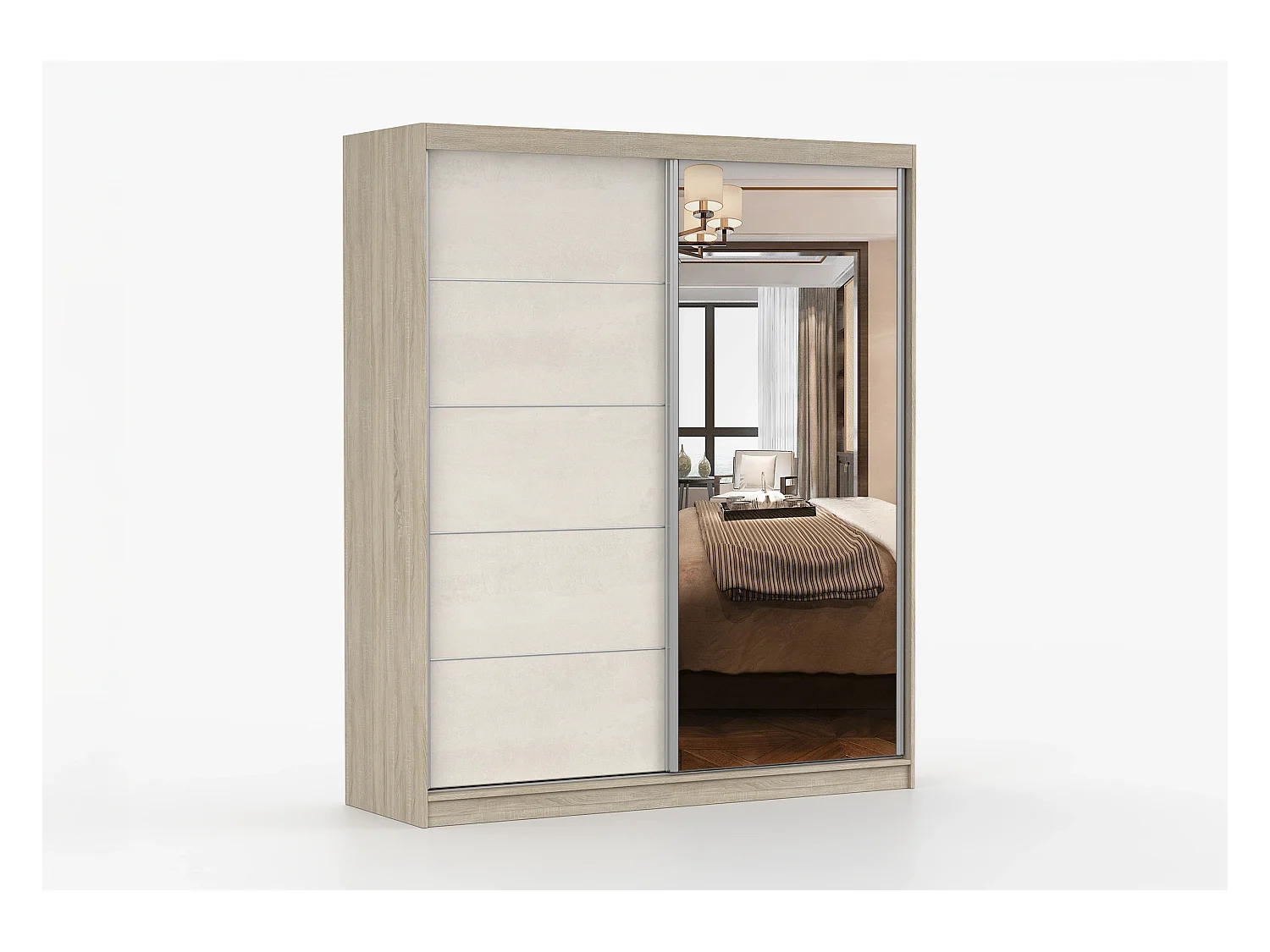 Armoire Ysalis 183 cm avec miroir - Chêne - Soie