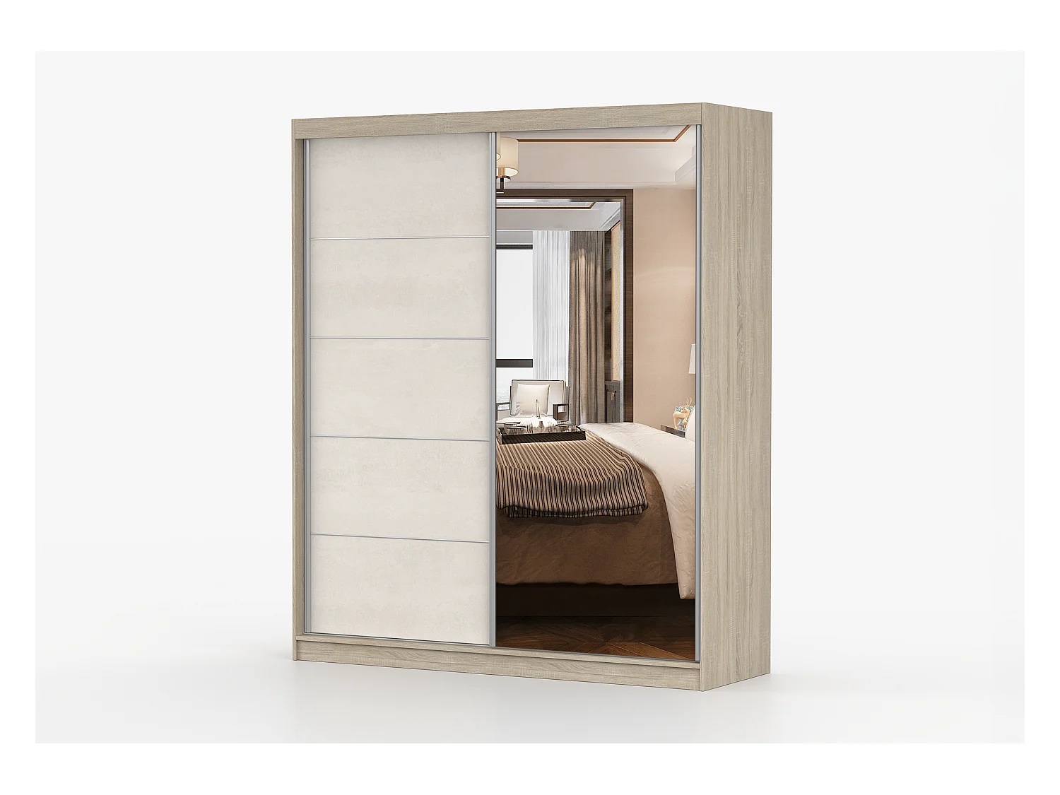 Armoire Ysalis 183 cm avec miroir - Chêne - Soie