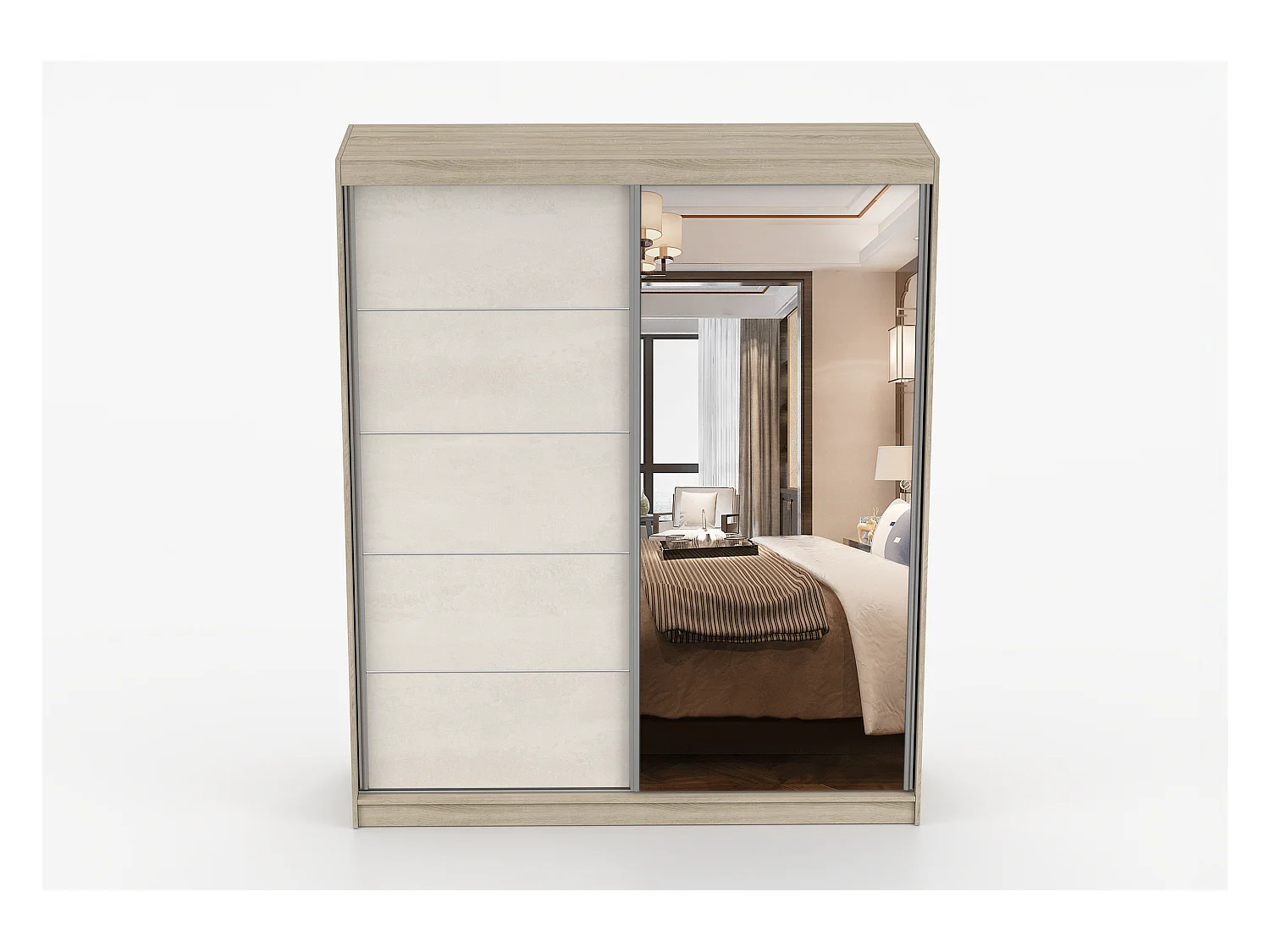 Armoire Ysalis 183 cm avec miroir - Chêne - Soie