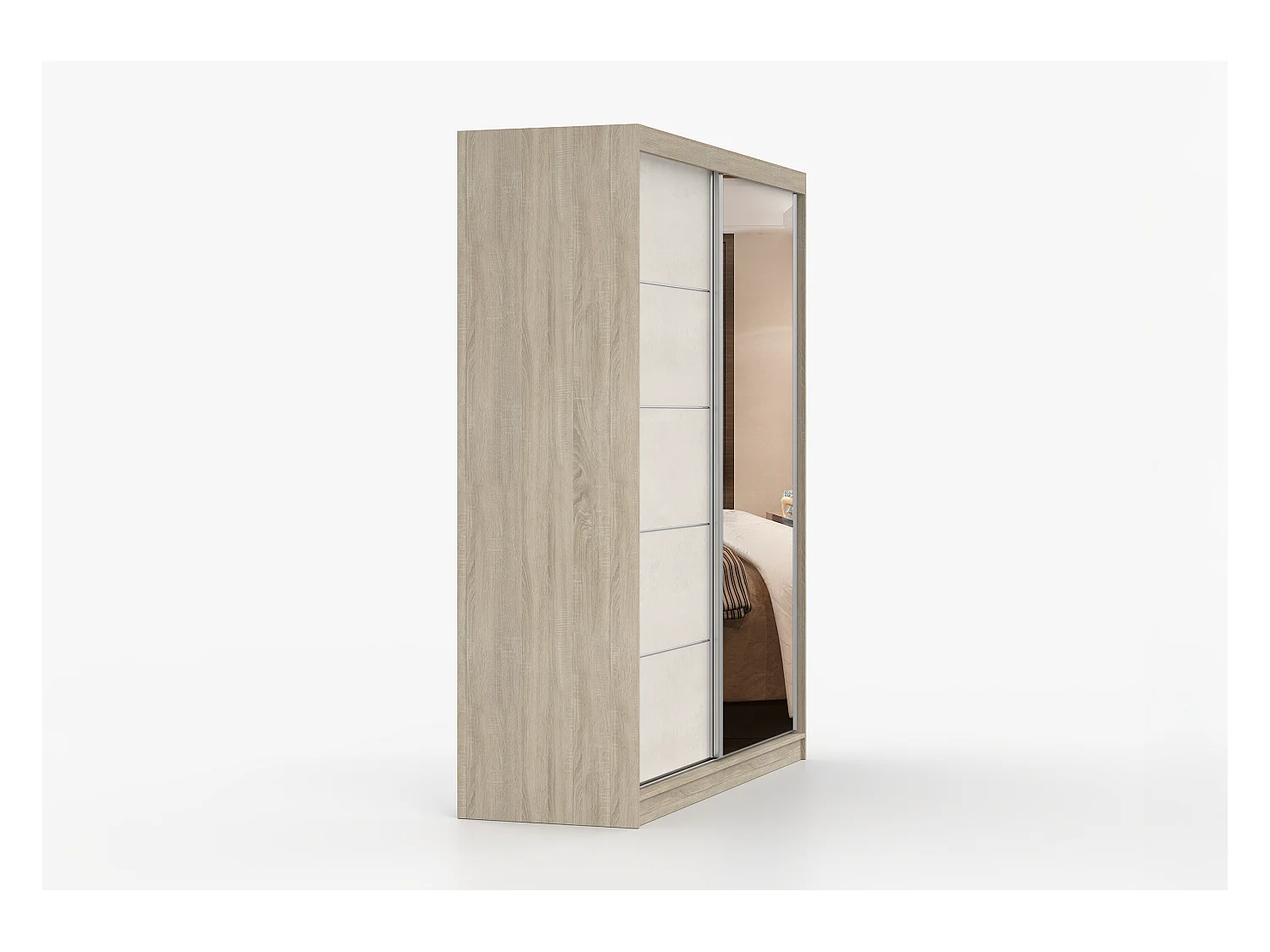 Armoire Ysalis 183 cm avec miroir - Chêne - Soie