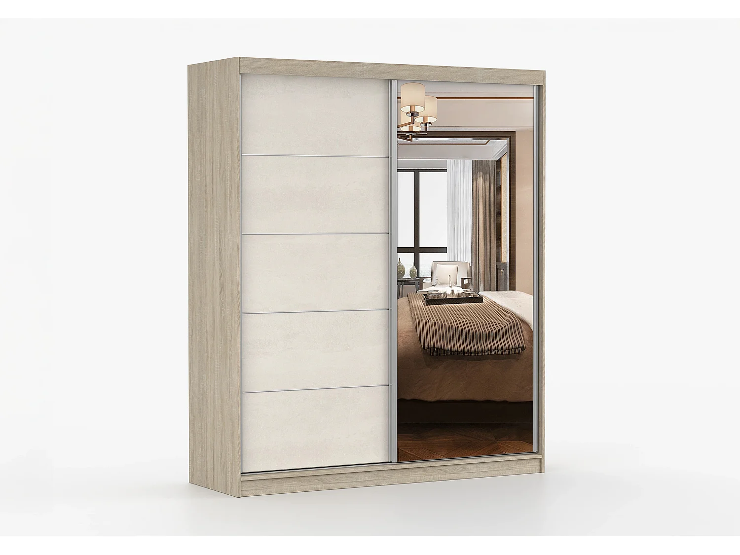Armoire Ysalis 183 cm avec miroir - Chêne - Soie