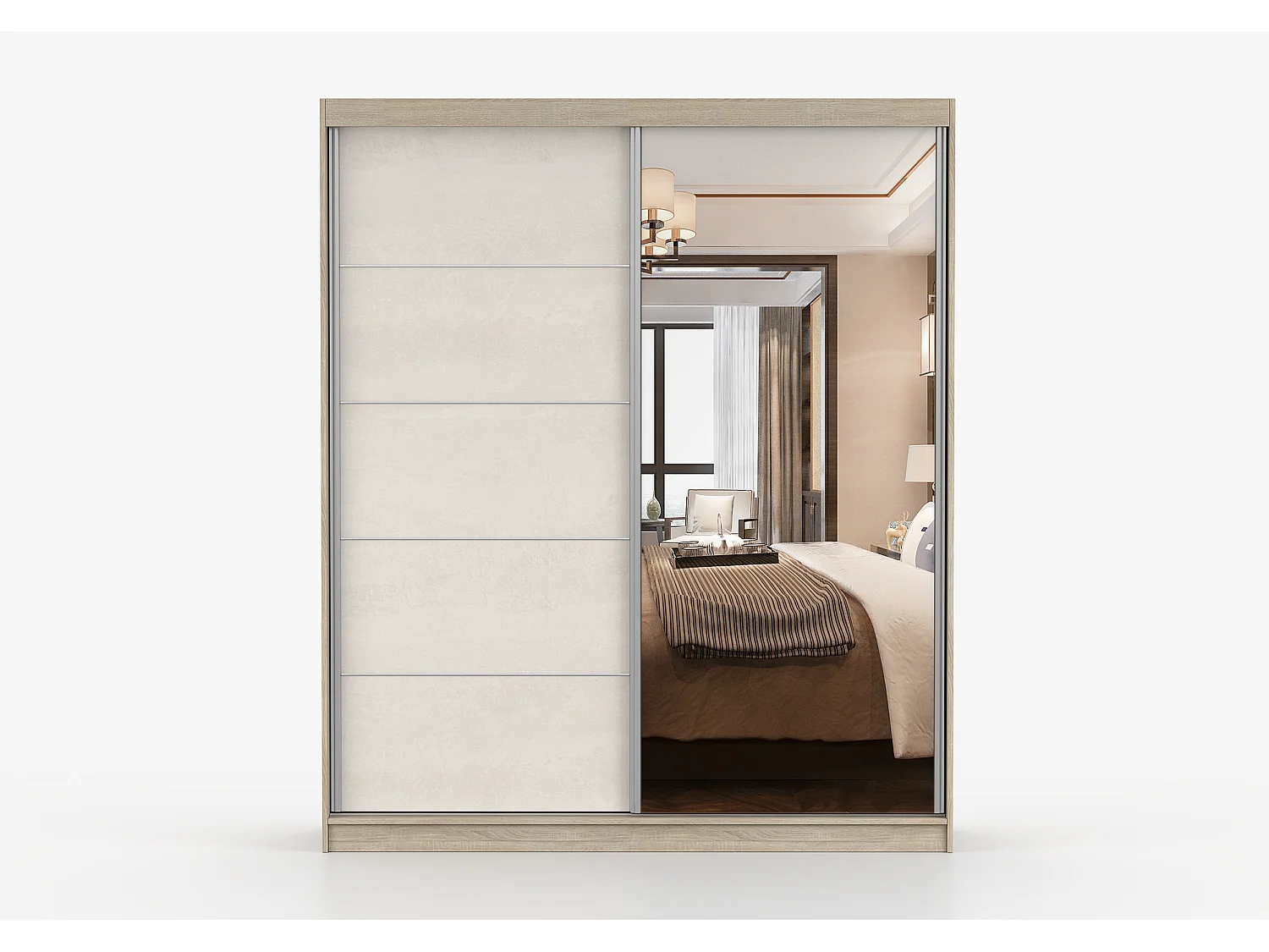 Armoire Ysalis 183 cm avec miroir - Chêne - Soie