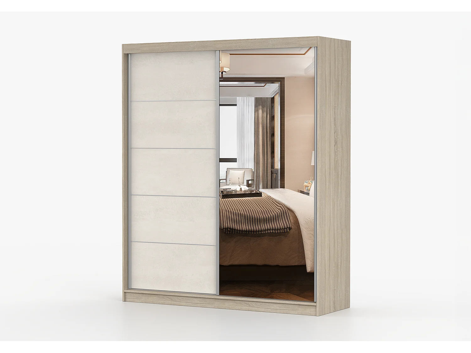 Armoire Ysalis 183 cm avec miroir - Chêne - Soie