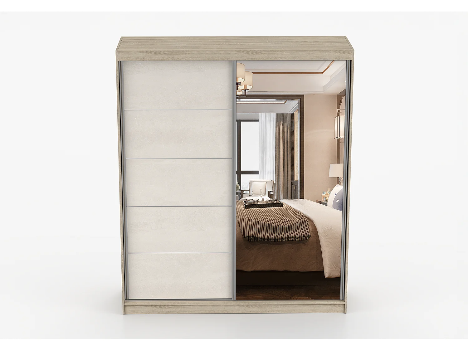 Armoire Ysalis 183 cm avec miroir - Chêne - Soie