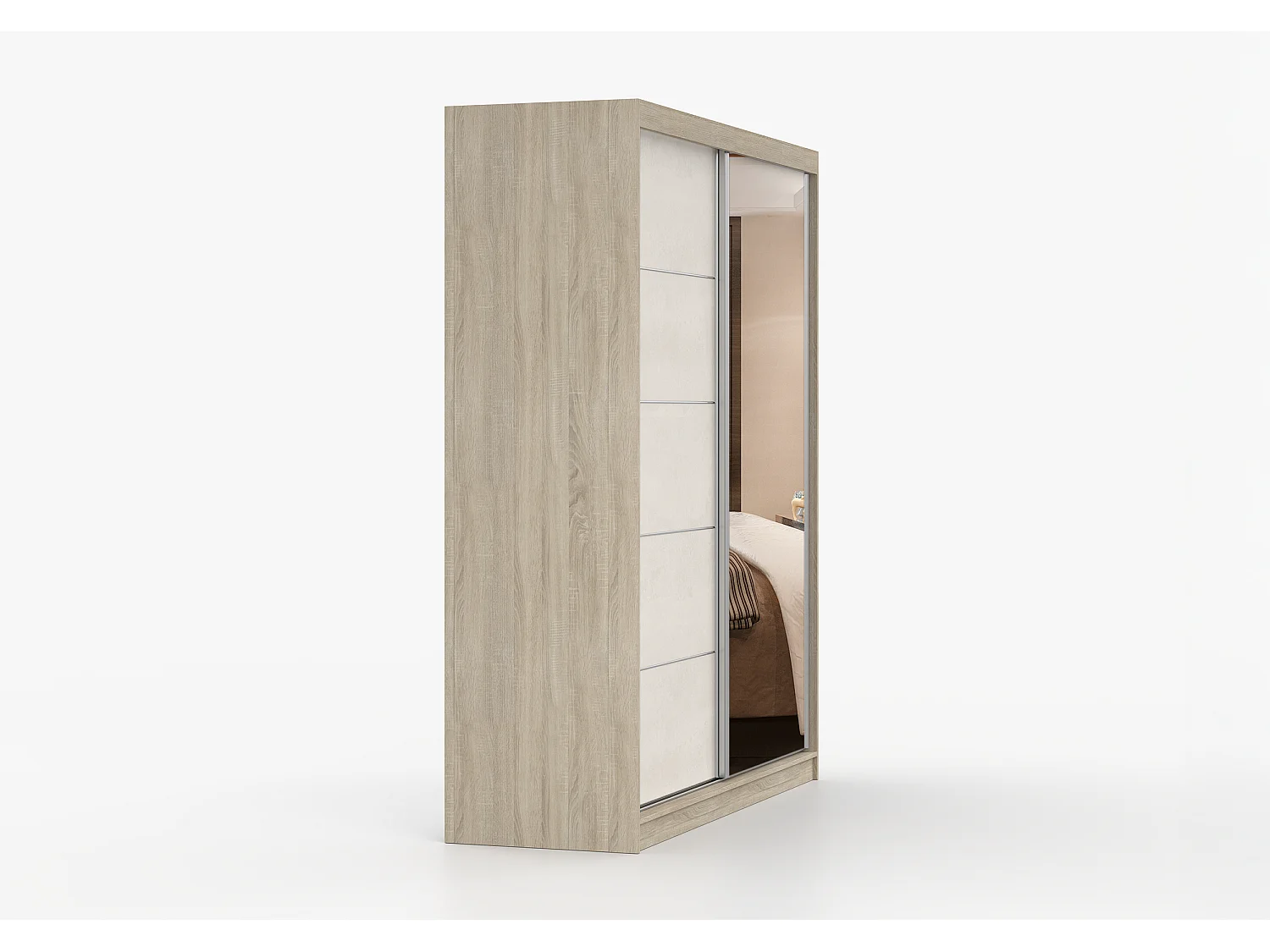 Armoire Ysalis 183 cm avec miroir - Chêne - Soie