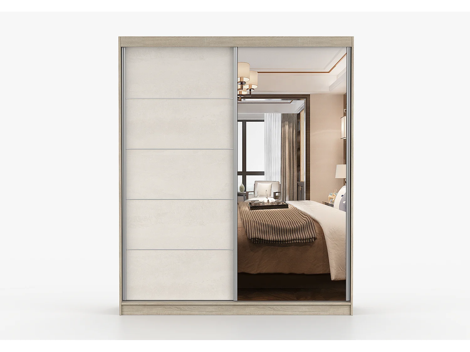 Armoire Ysalis 183 cm avec miroir - Chêne - Soie