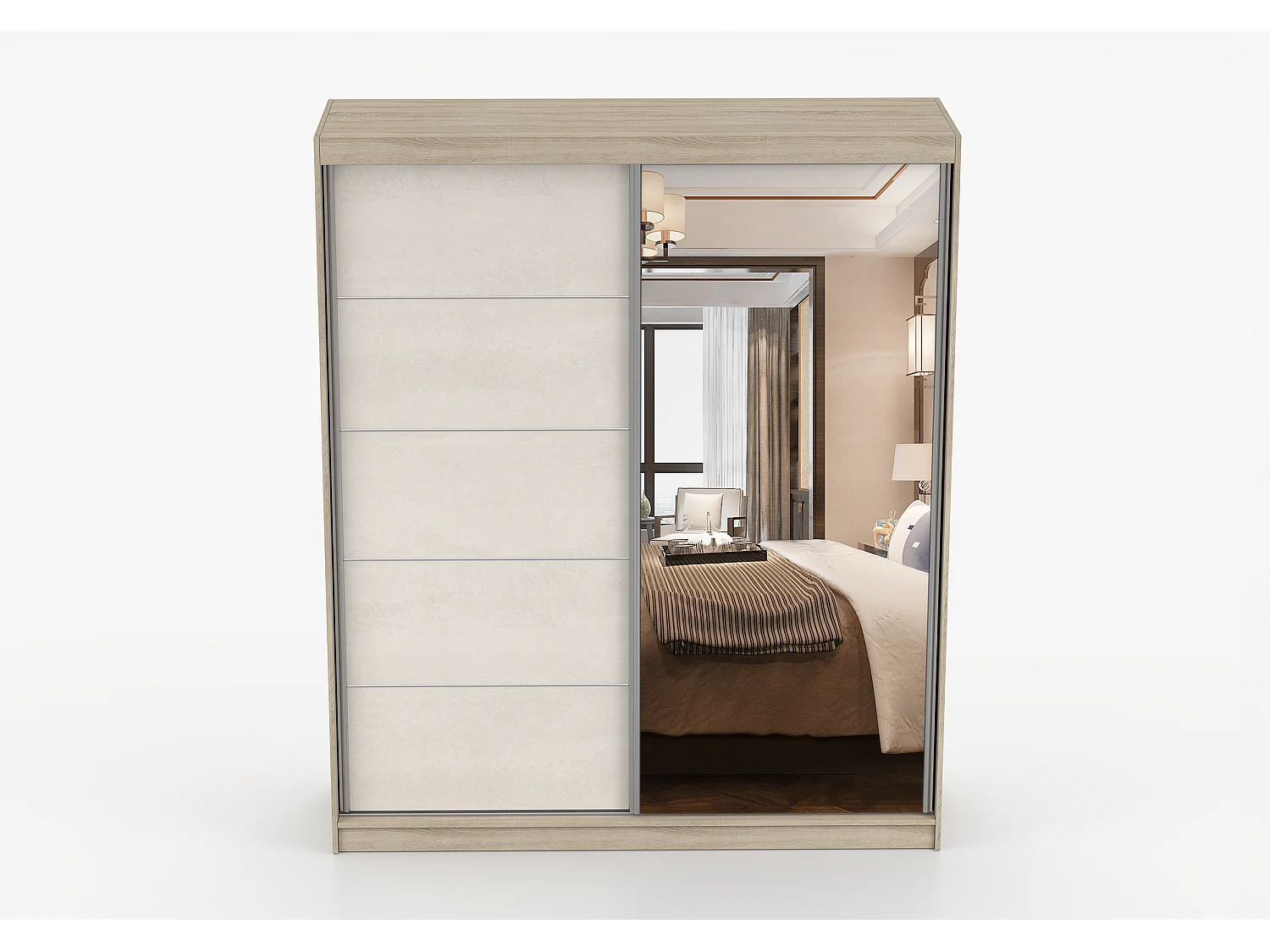Armoire Ysalis 183 cm avec miroir - Chêne - Soie