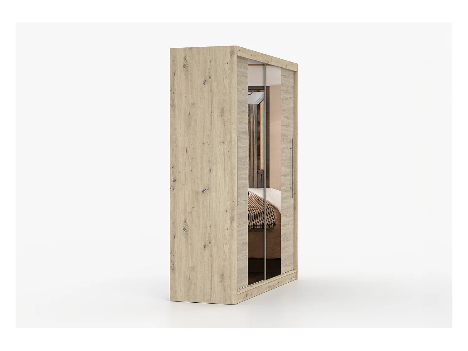Armoire Althéa 203 cm avec miroir - Effet bois - Chêne