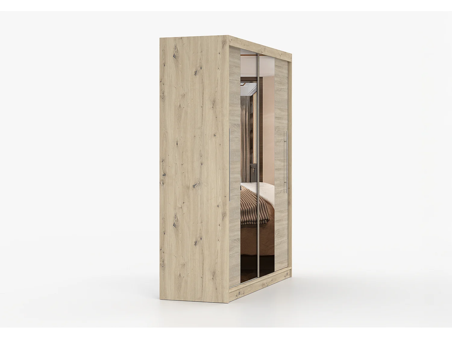 Armoire Althéa 203 cm avec miroir - Effet bois - Chêne