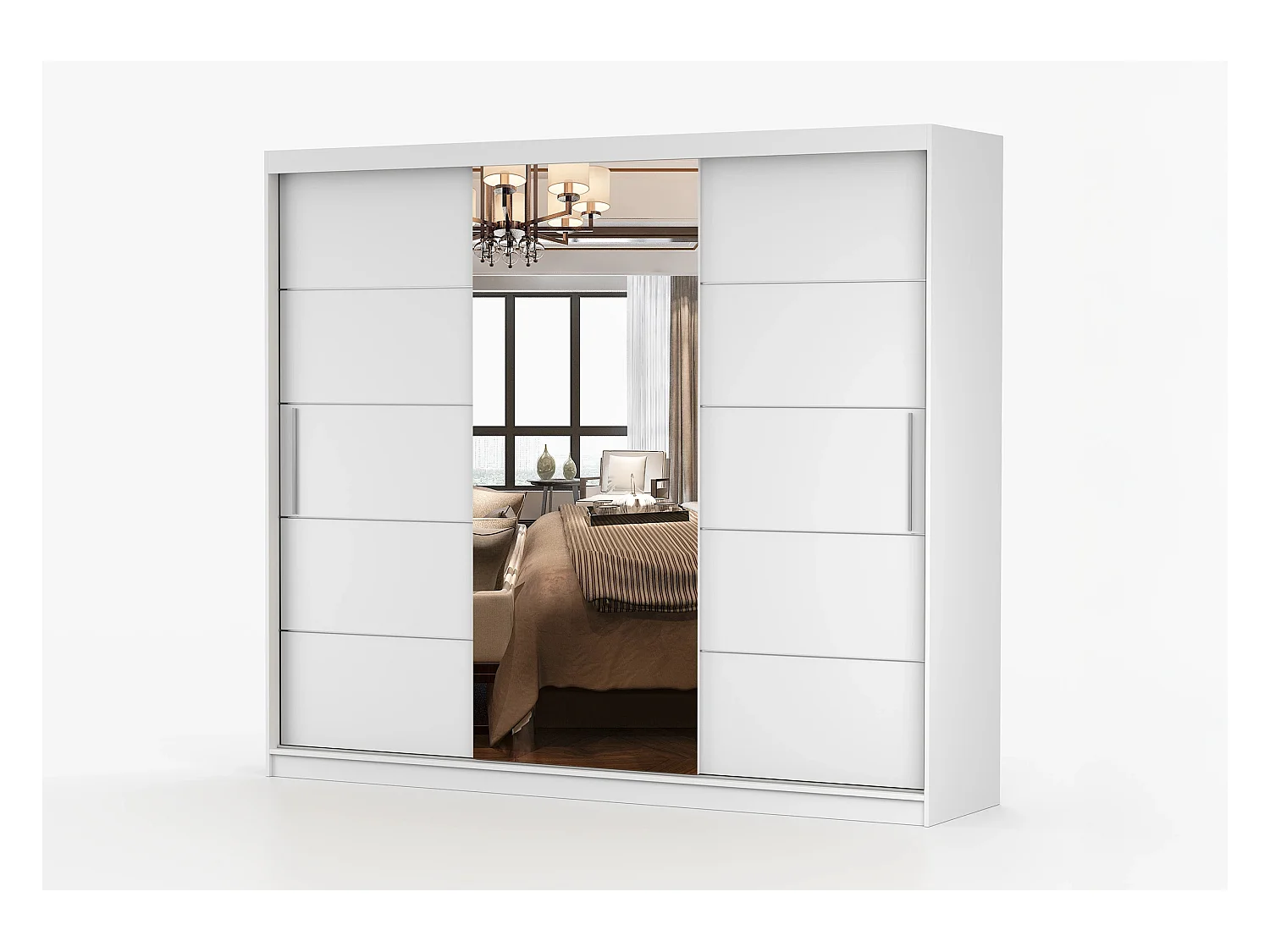 Armoire Olympe 233 cm avec miroir - Blanc