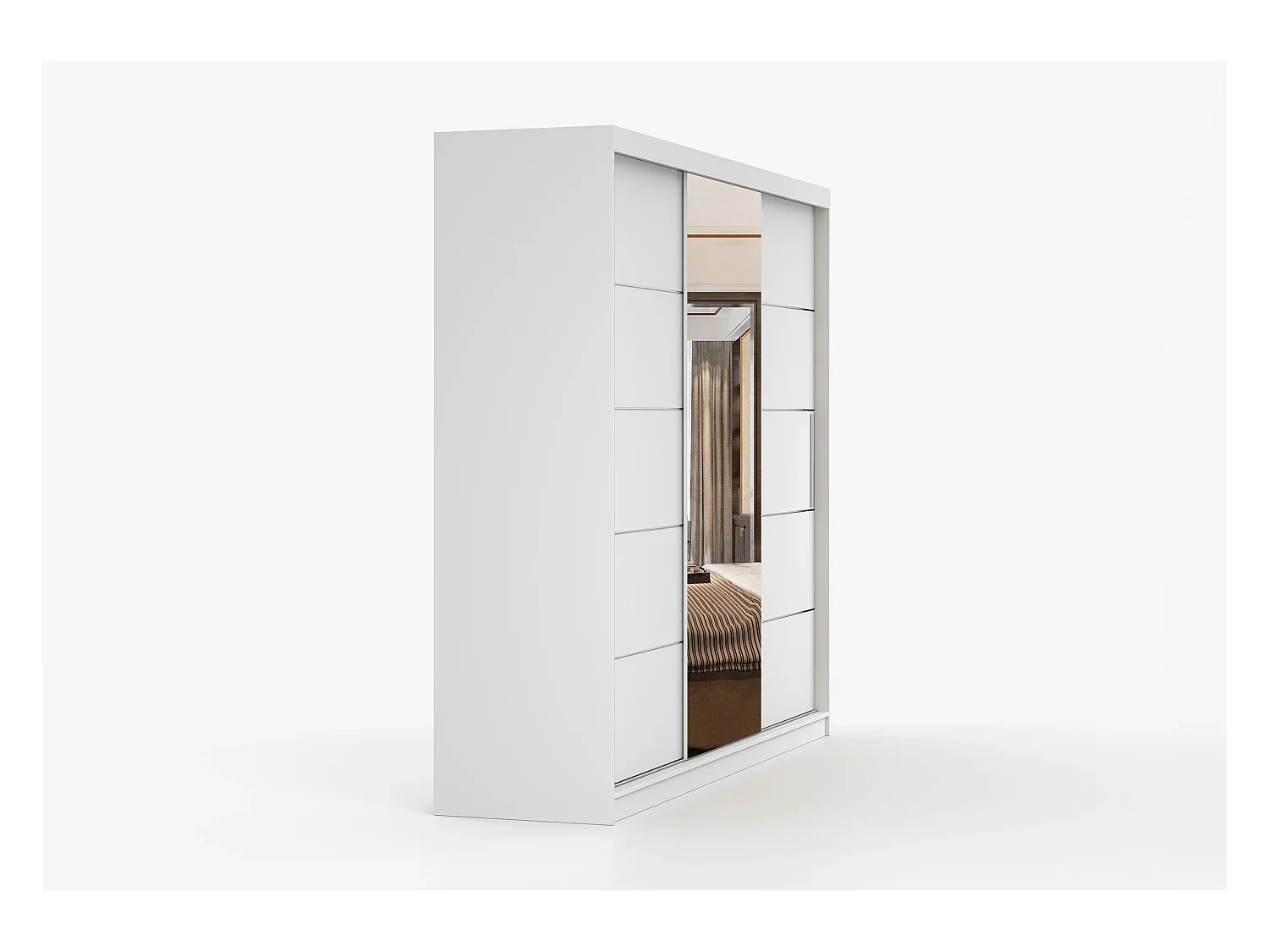 Armoire Olympe 233 cm avec miroir - Blanc