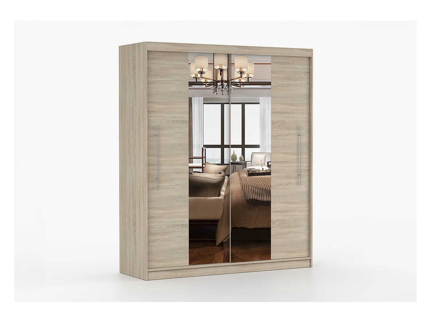 Armoire Eireen I 203 cm avec miroir - Chêne