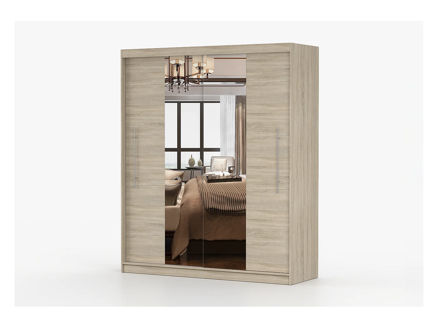 Armoire Eireen I 203 cm avec miroir - Chêne