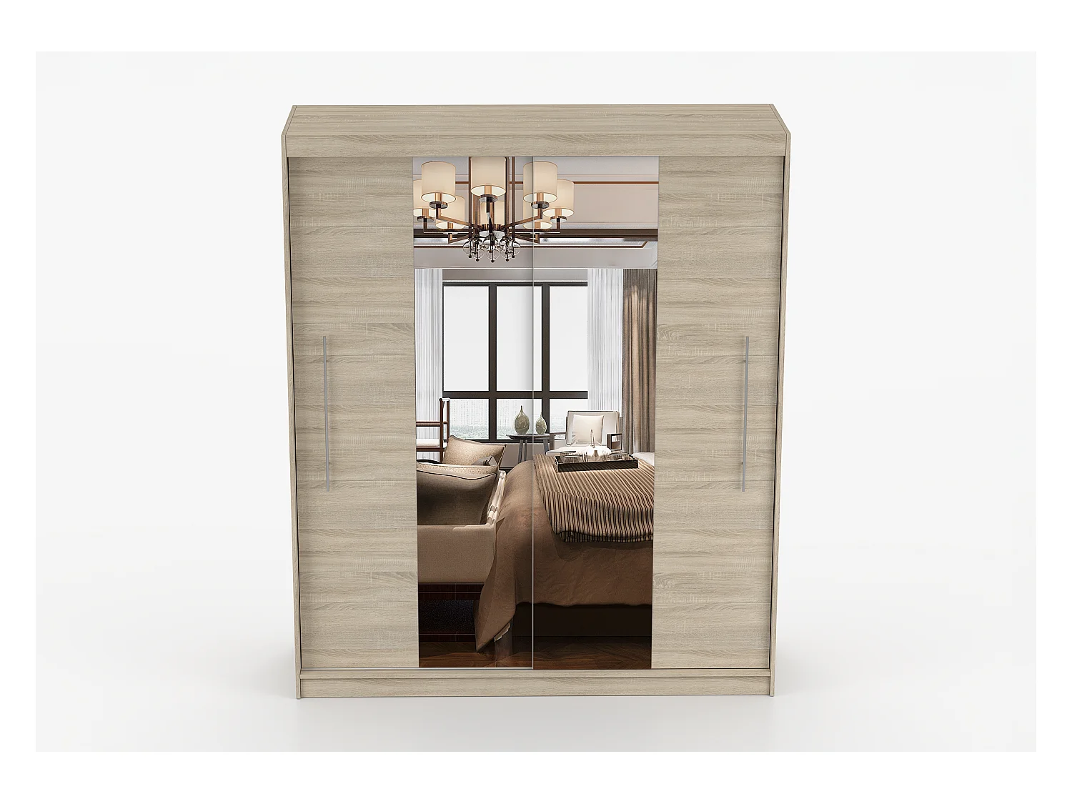 Armoire Eireen I 203 cm avec miroir - Chêne