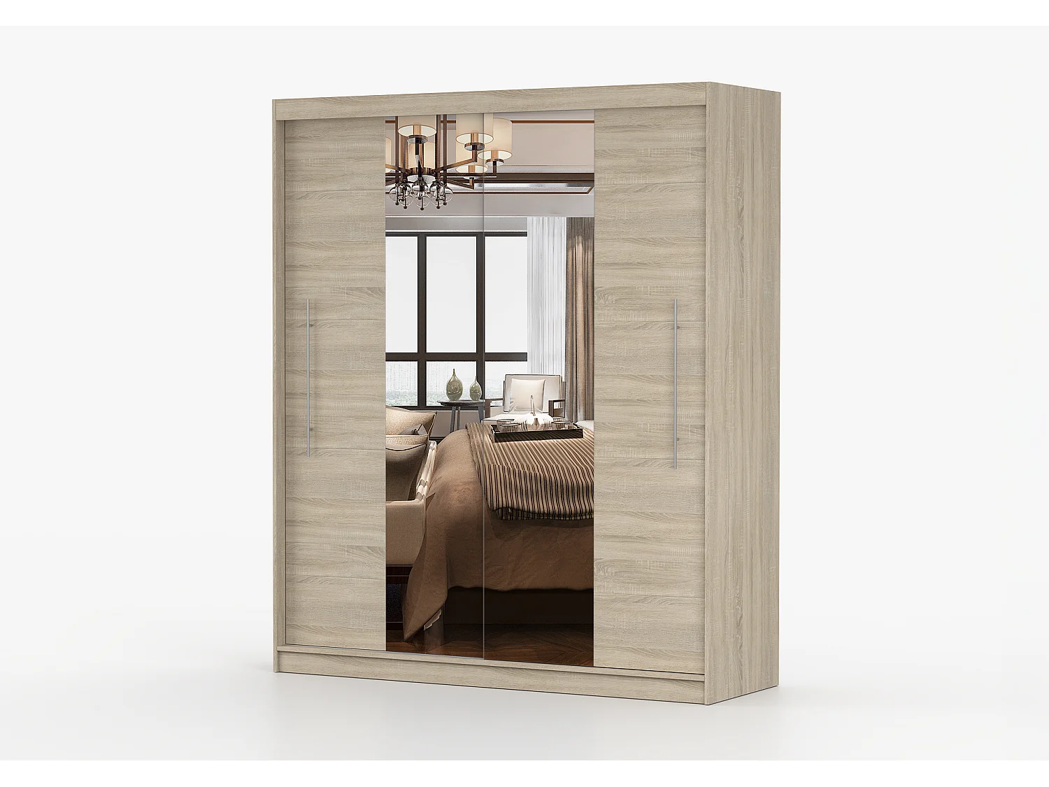 Armoire Eireen I 203 cm avec miroir - Chêne