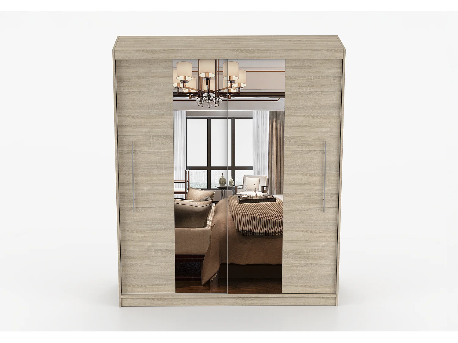 Armoire Eireen I 203 cm avec miroir - Chêne