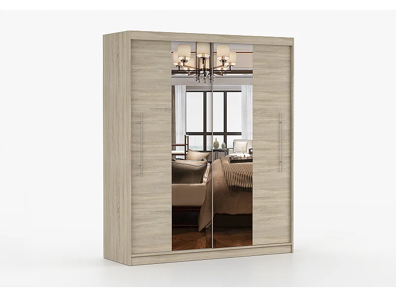 Armoire Eireen I 203 cm avec miroir - Chêne