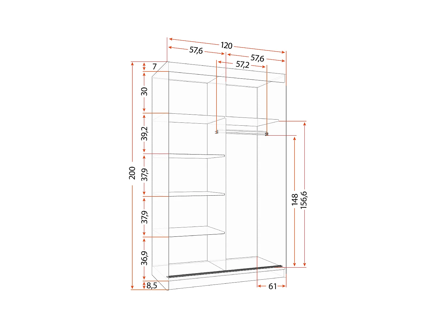 Armoire Lilwenn 120 - Chêne - Blanc