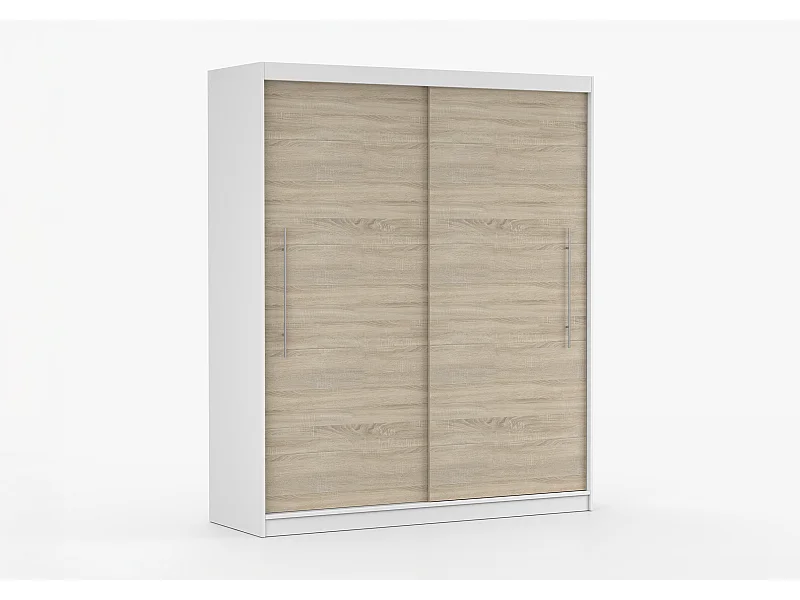 Armoire Miralys 203 cm - Blanc - Chêne