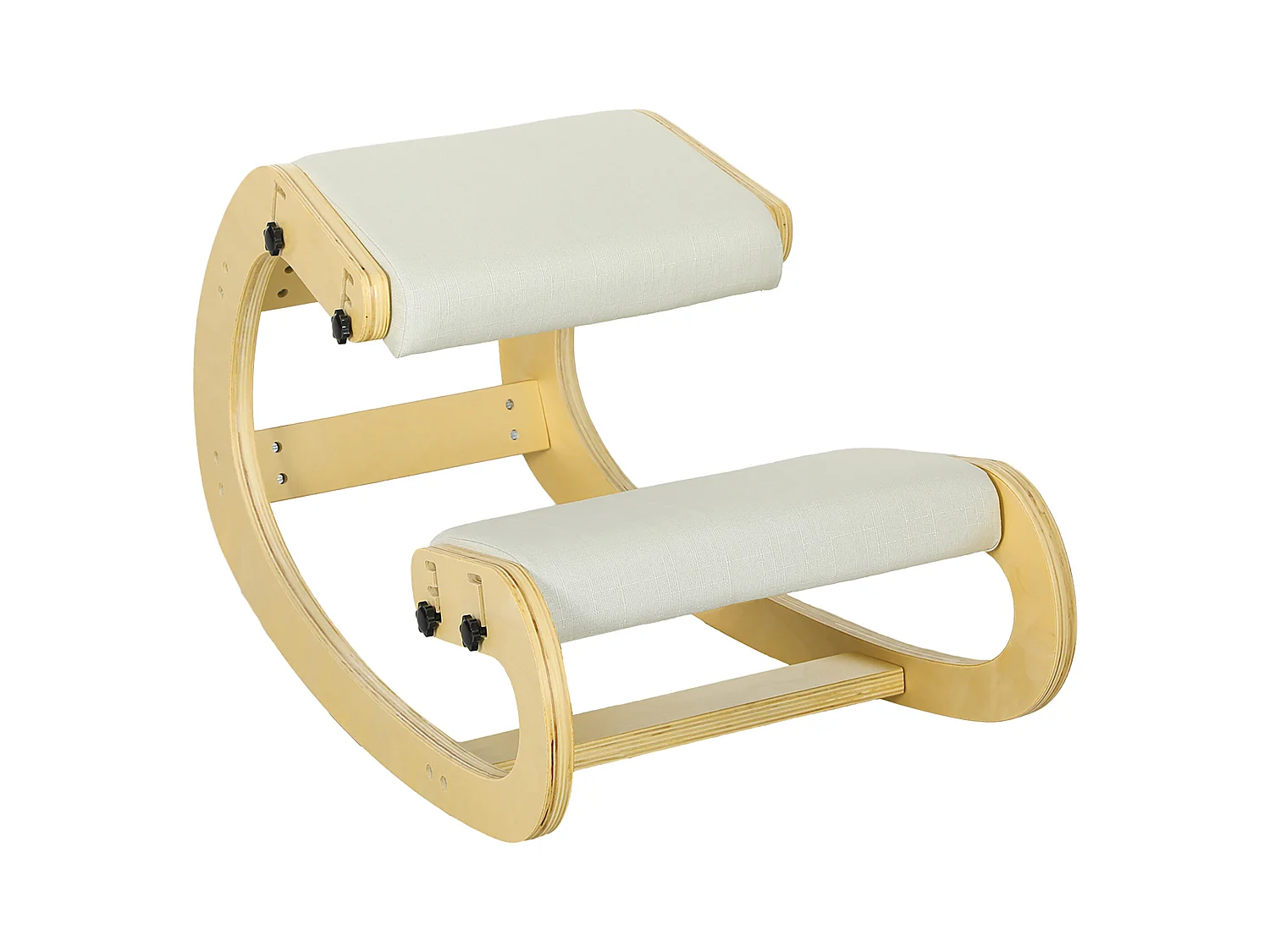 Siège ergonomique - siège assis-genoux - chaise assis genoux grand confort - bois bouleau tissu crème