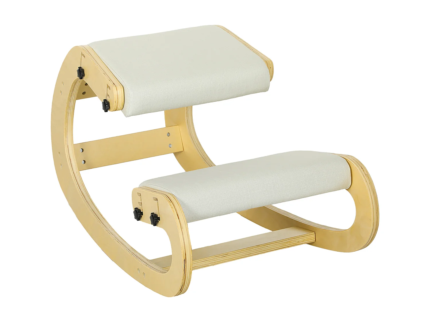 Siège ergonomique - siège assis-genoux - chaise assis genoux grand confort - bois bouleau tissu crème