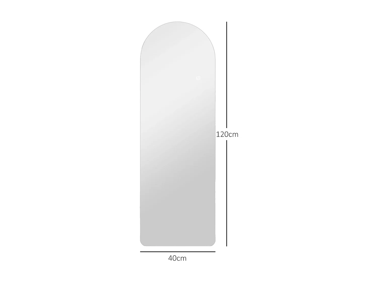 Miroir mural LED arqué pleine longueur dim. 40L x 120H cm - miroir LED réglable tactile - verre trempé