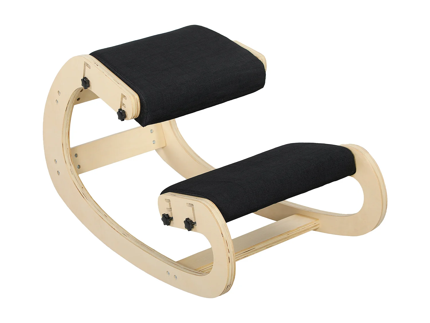 Siège ergonomique - siège assis-genoux - chaise assis genoux grand confort - bois bouleau tissu noir