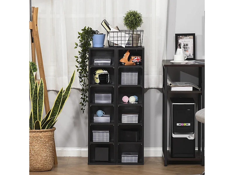 Lot de 2 étagères colonnes rangement max. 204 CD noir