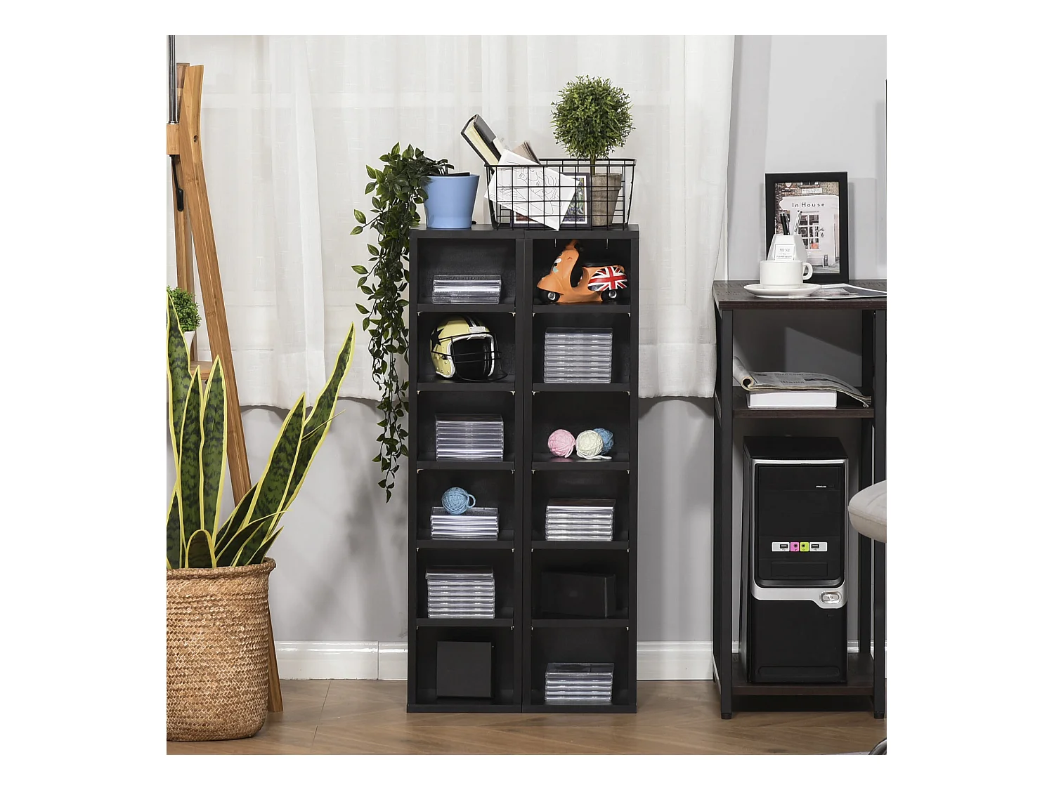Lot de 2 étagères colonnes rangement max. 204 CD noir