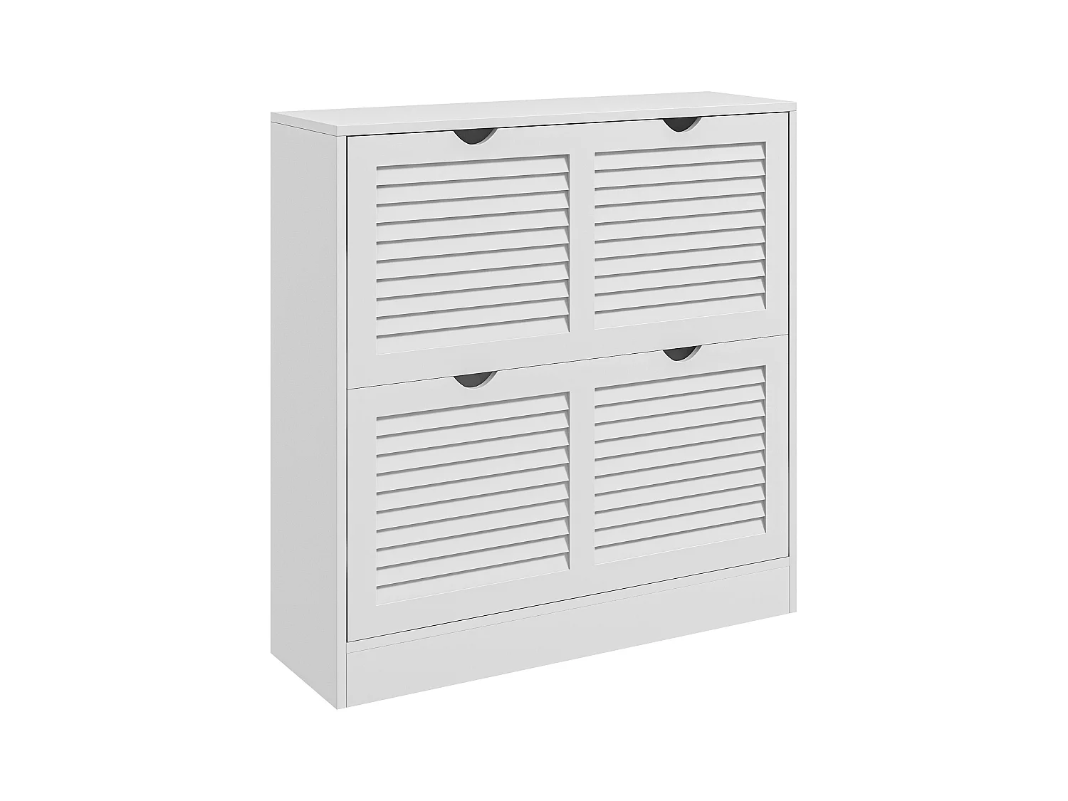 Meuble à chaussures design 2 portes persiennes - max. 16 paires - MDF blanc