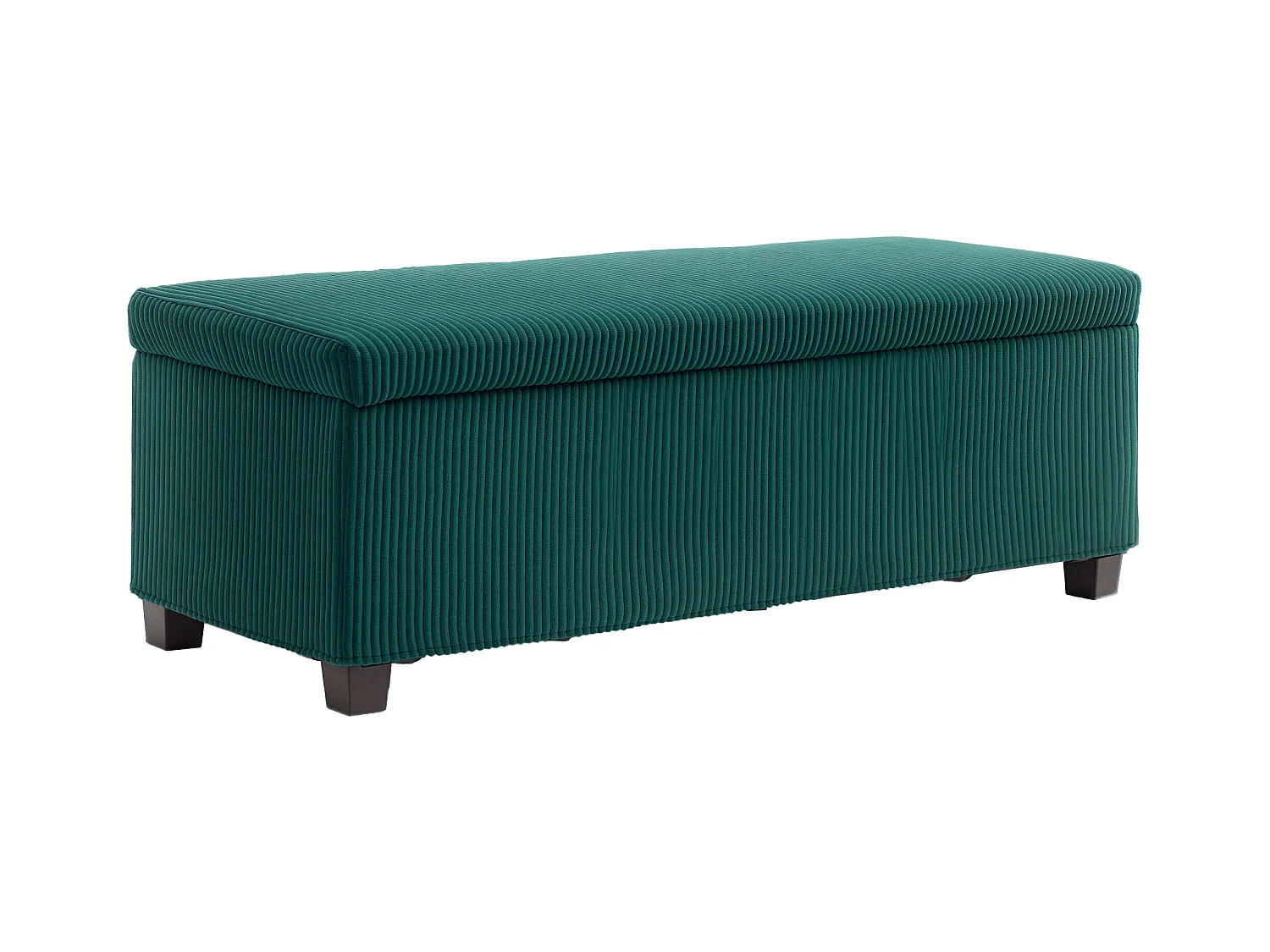 Banquette coffre design velours côtelé - dim. 112 x 42 x 40 cm rangement 84L - vert