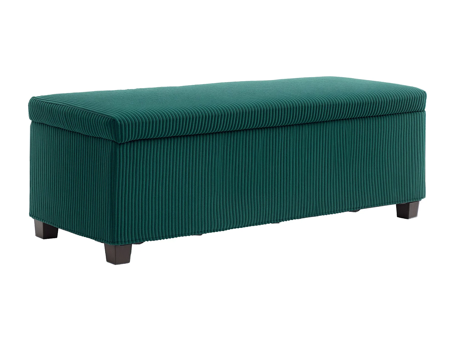 Banquette coffre design velours côtelé - dim. 112 x 42 x 40 cm rangement 84L - vert