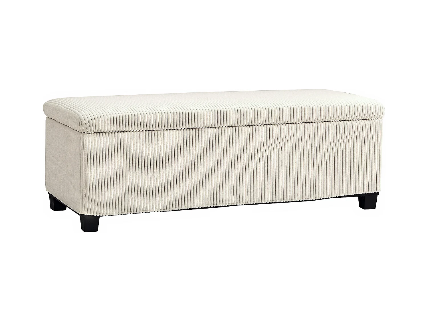 Banquette coffre design velours côtelé - dim. 112 x 42 x 40 cm rangement 84L - beige clair