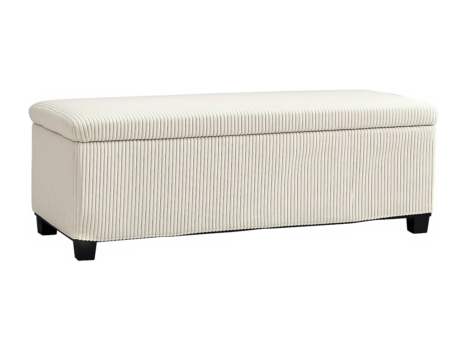 Banquette coffre design velours côtelé - dim. 112 x 42 x 40 cm rangement 84L - beige clair