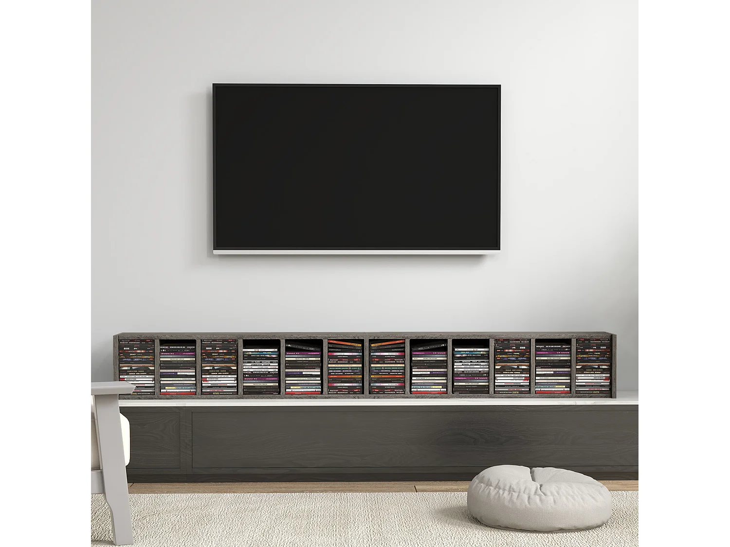 Lot de 2 étagères colonnes rangement max. 204 CD gris