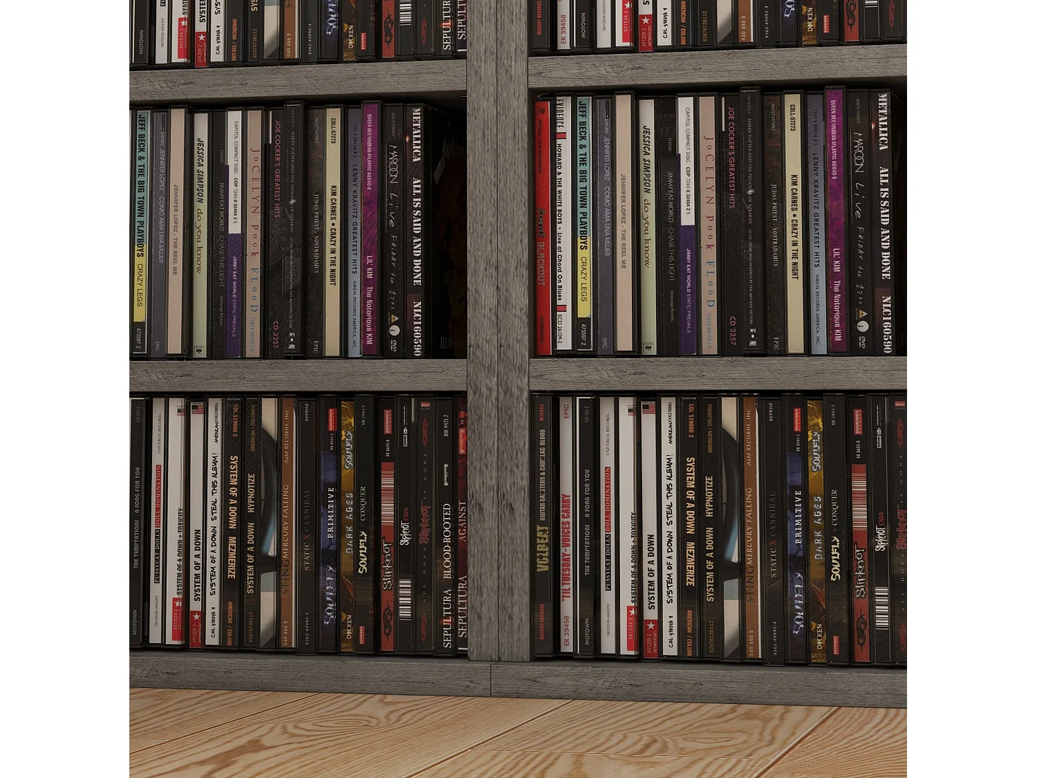 Lot de 2 étagères colonnes rangement max. 204 CD gris