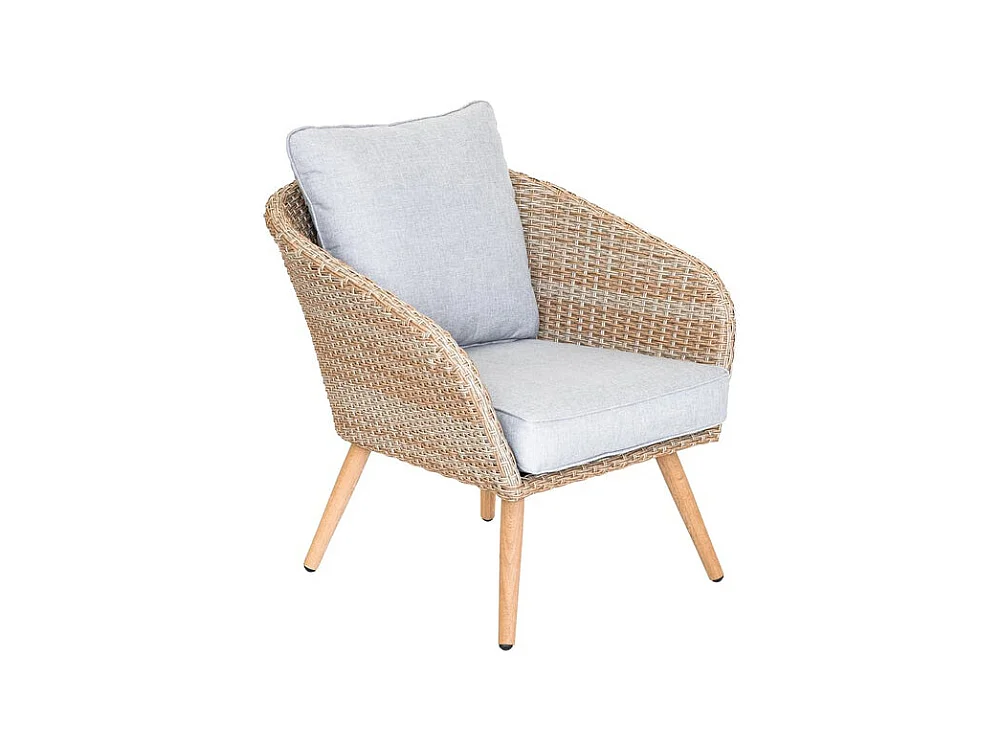 Salon de jardin en bois et résine tréssée coloris naturel KOH TAO - 5 places - JARDILINE