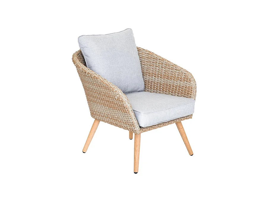 Salon de jardin en bois et résine tréssée coloris naturel KOH TAO - 5 places - JARDILINE