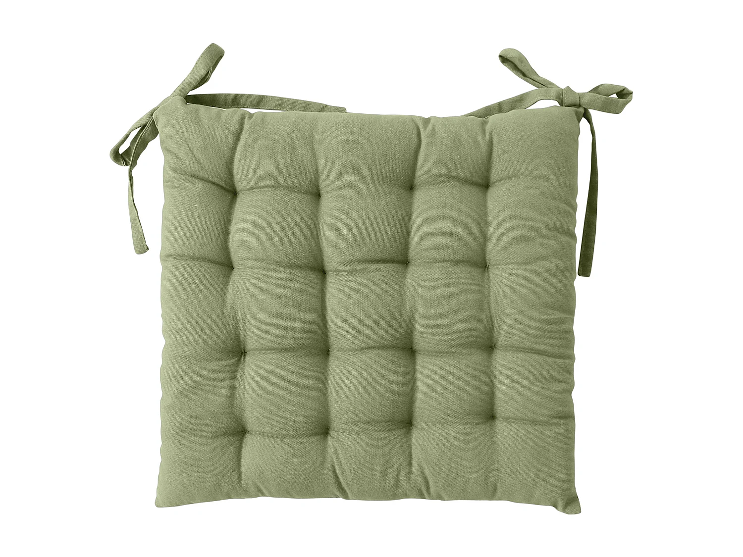 Almohadilla de silla acolchada con piquado de 16 puntos en algodón y lazos 38 x 38 cm