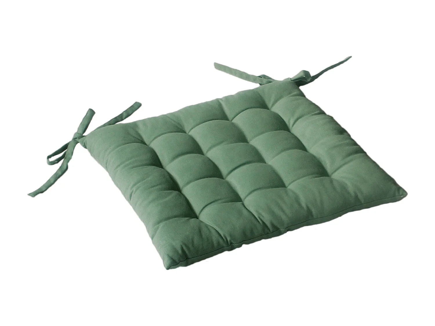 Gepolstertes Stuhlkissen mit 16-Punkt-Steppung aus Baumwolle und Bändern 38 x 38 cm