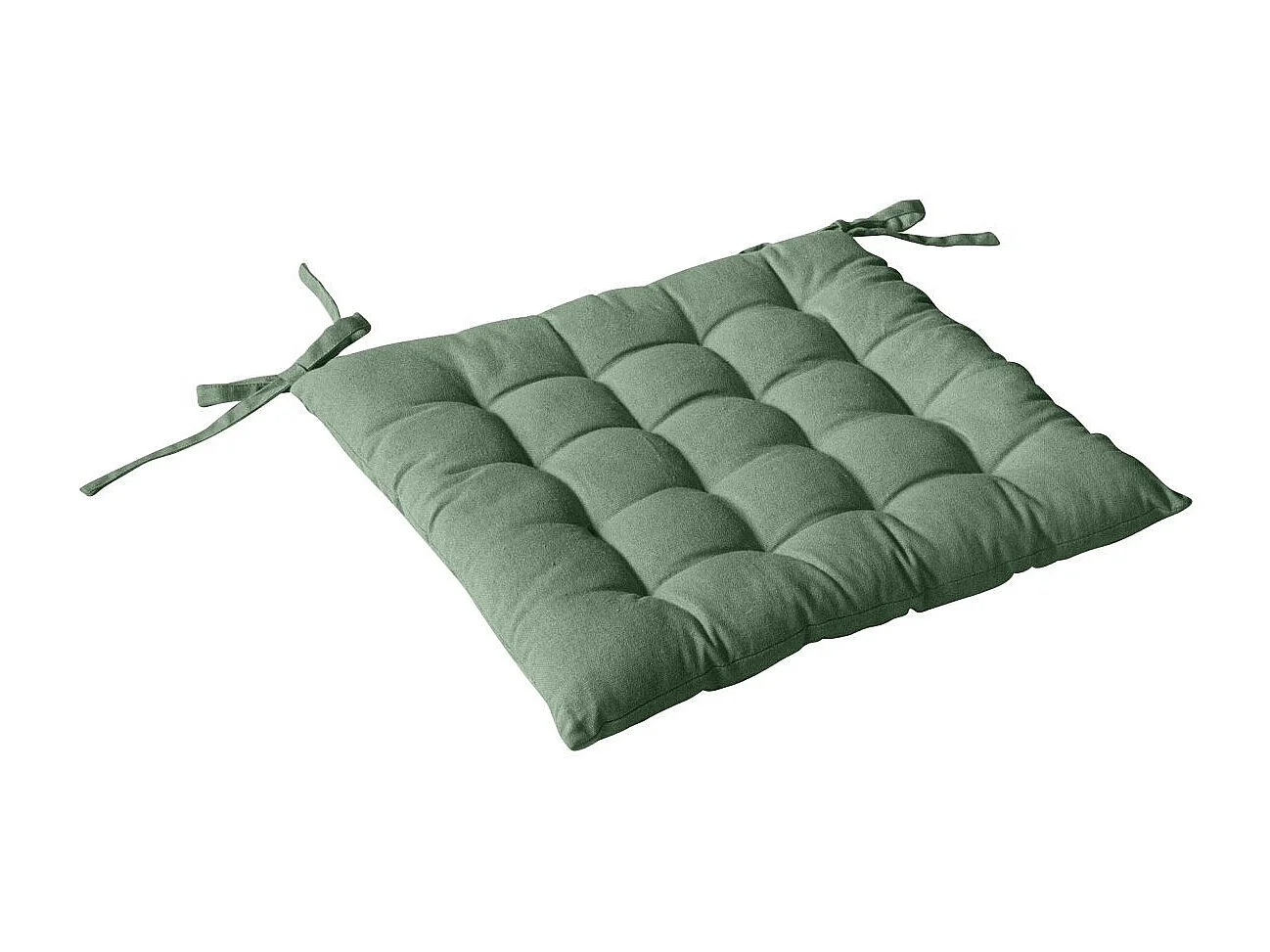 Galette de Chaise Piquée Uni "Panama" 38x38cm Vert Argile